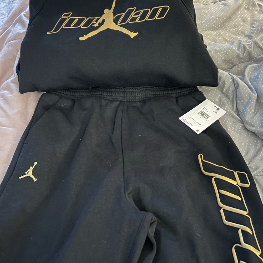 Jordan Kids Black Sweatpants with Gold Accents